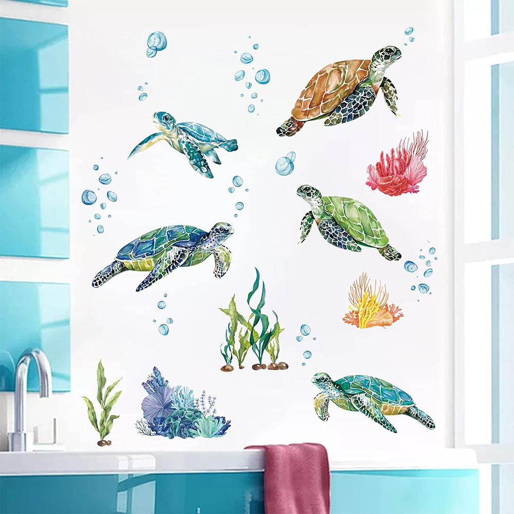 Baby Nursery Under The Sea - Акварельные морские черепахи, стикер на стену