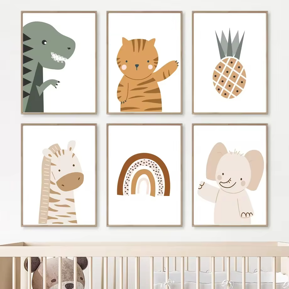Baby Nursery Mirror - Радуга солнце Лев динозавр Алфавит Бохо