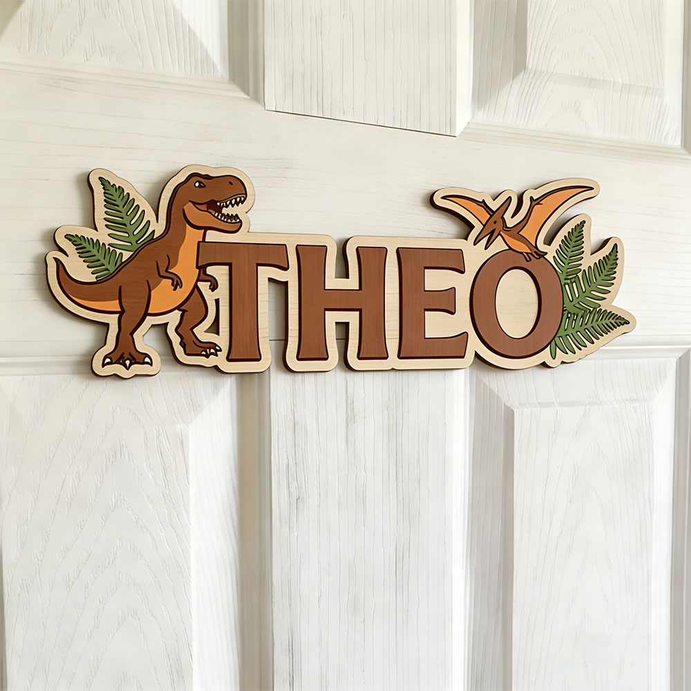 Baby Nursery Decorations - Персонализированная табличка с именем динозавра для