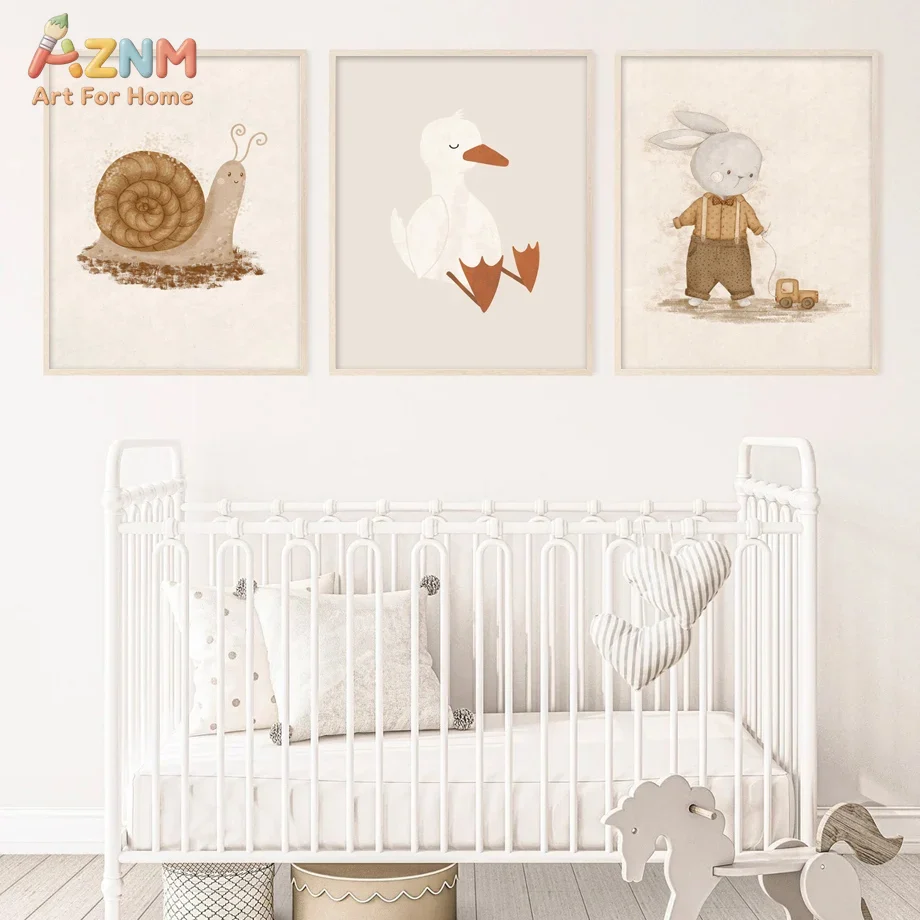 Baby Nursery Neutral - Настенный холст AZNM с нейтральными детскими