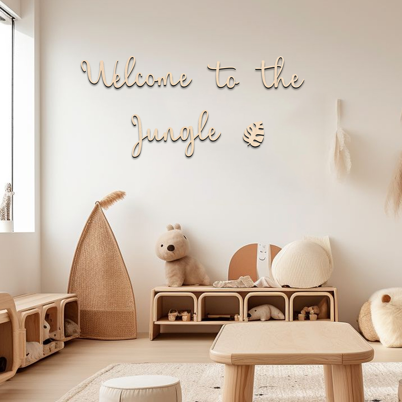 Baby Nursery Artwork - Добро пожаловать в джунгли Деревянная вывеска