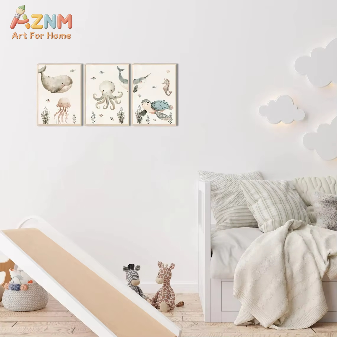 AZNM Картина на холсте с милым – обзор и цена Baby Nursery Animal Prints