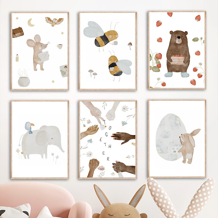 Постеры и принты в стиле бохо  – обзор и цена Baby Nursery Animal Prints