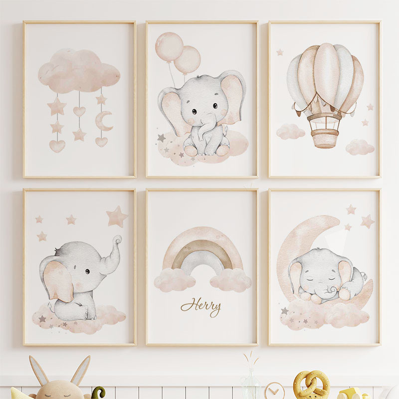 Милый слон, горячий воздушный  – обзор и цена Baby Nursery Animal Prints
