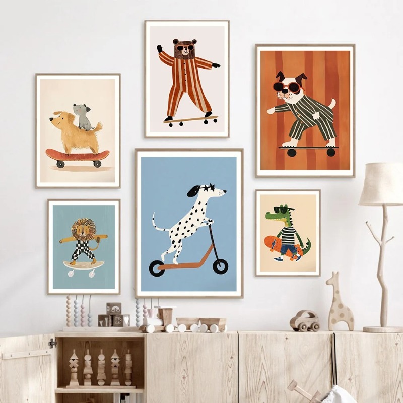 1 шт., безрамные постеры с заб – обзор и цена Baby Nursery Animal Prints