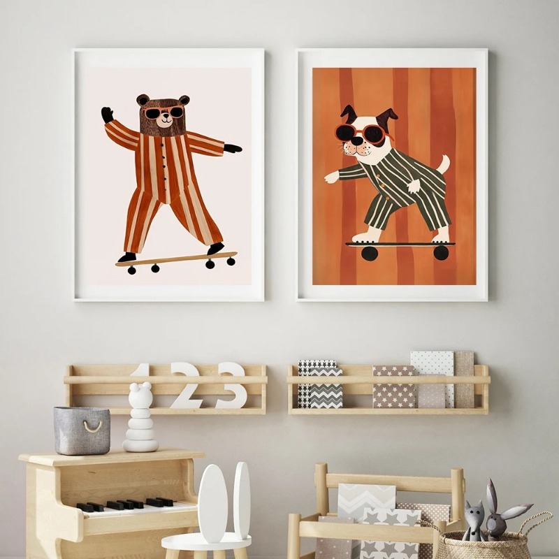 1 шт., безрамные постеры с заб – обзор и цена Baby Nursery Animal Prints